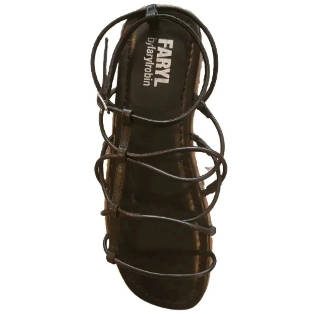Sleek Faryl by Faryl Robin Black Strappy Leather Sandal | ModernMinimal | Size 8 - Picture 4 of 6